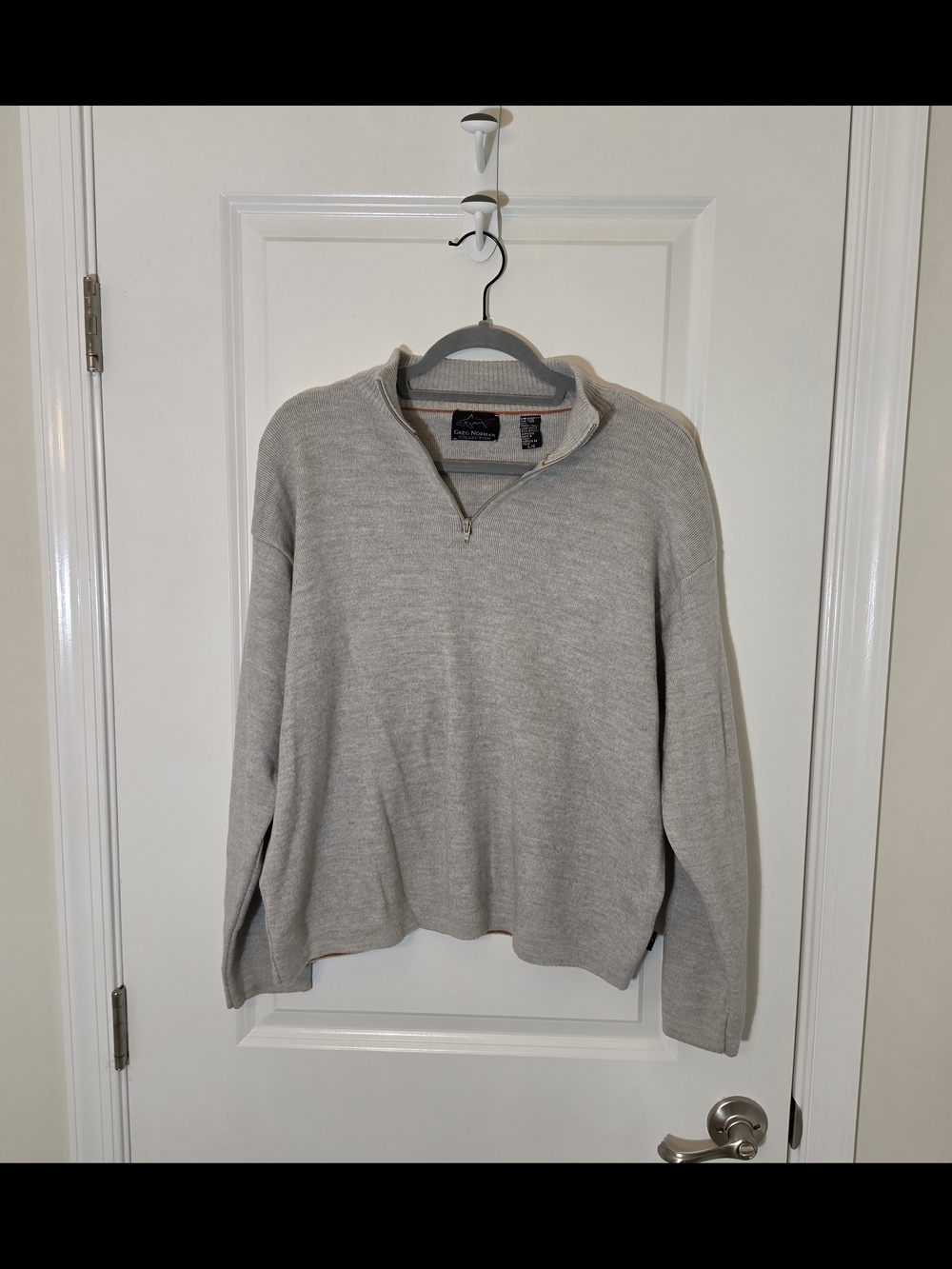 Greg Norman Collection Men's Light Gray Wool Quarter Zip Sweater Size Large